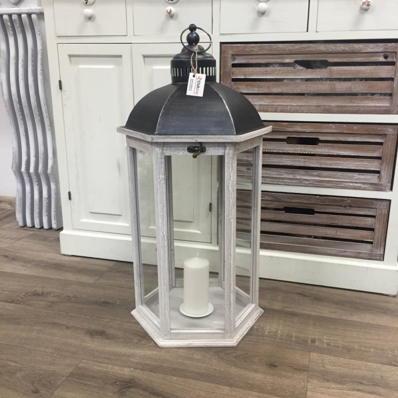 Drevená lampáš veľká 35x35x73cm