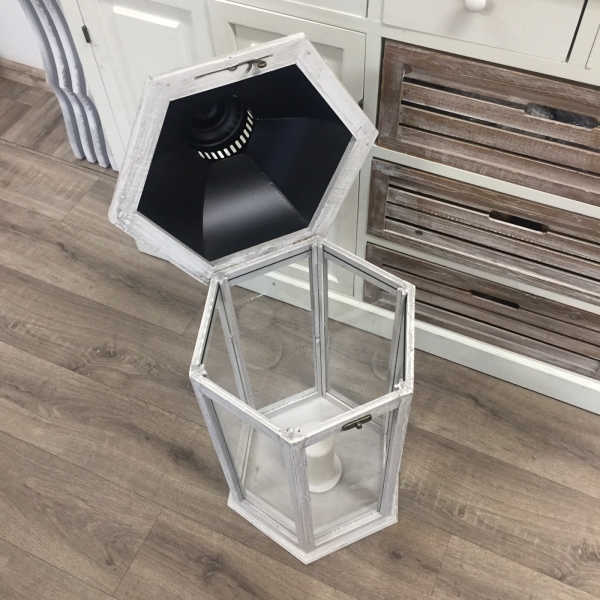 Drevená lampáš veľká 35x35x73cm