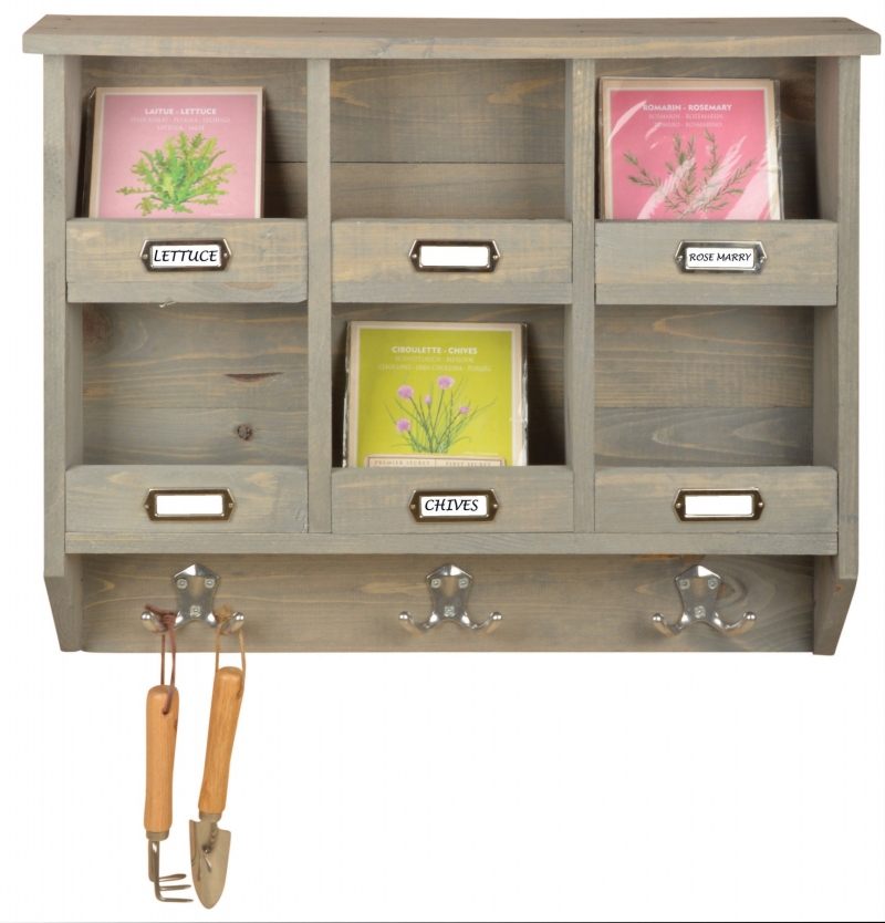 Drevená nástenná polica - organizér 57,3x11,0x47,2cm