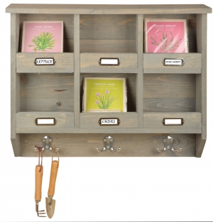 Drevená nástenná polica - organizér 57,3x11,0x47,2cm