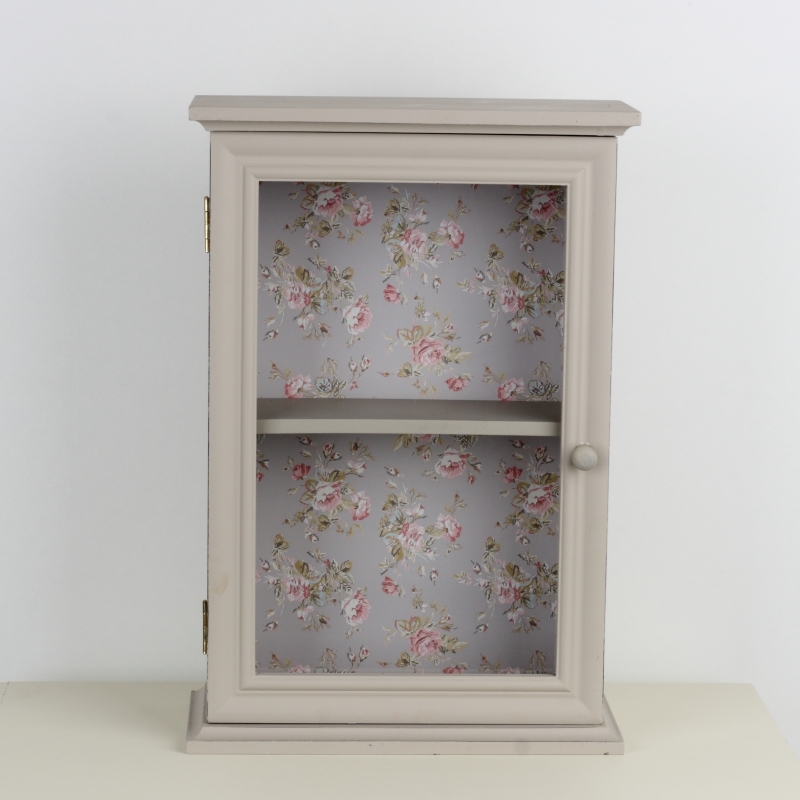 Drevená nástenná skrinka kvetinový motív 28x13,5x41cm