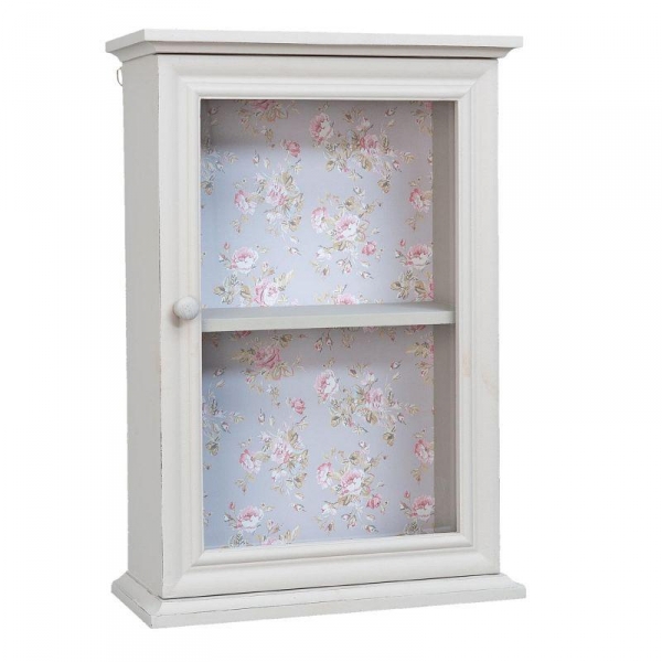 Drevená nástenná skrinka kvetinový motív 28x13,5x41cm