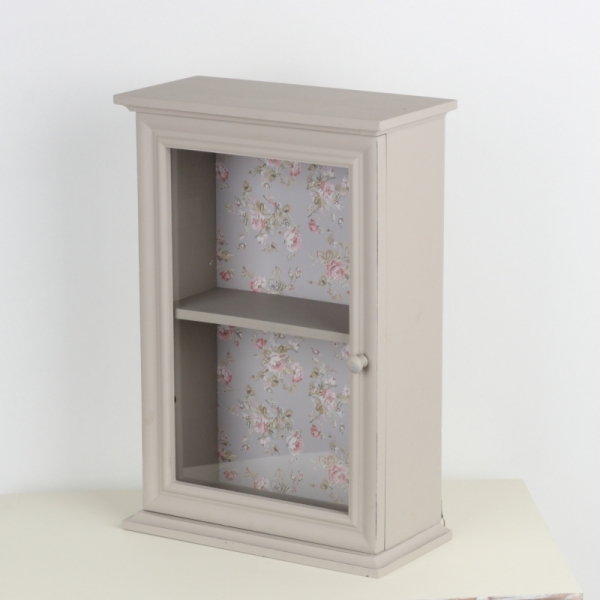 Drevená nástenná skrinka kvetinový motív 28x13,5x41cm