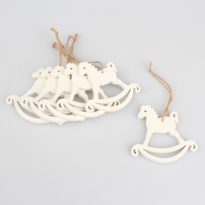 Dřevěná ozdoba na stromeček koníci 6ks 4x7cm