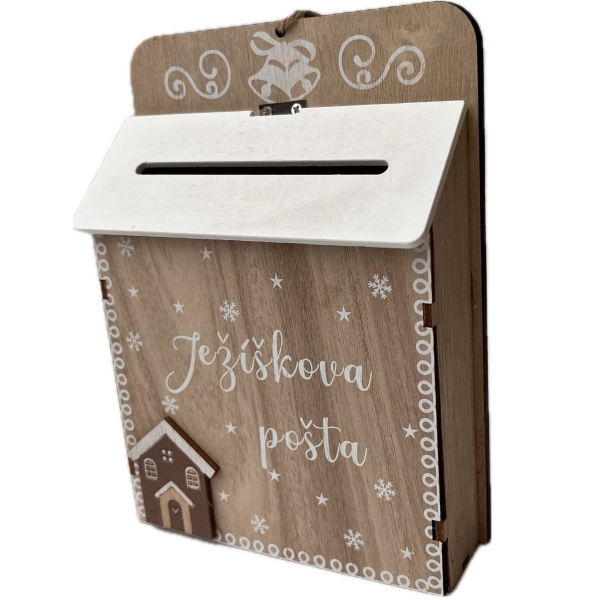 Drevená schránka pre Ježiškovu poštu 17 × 12,5 × 4,3 cm