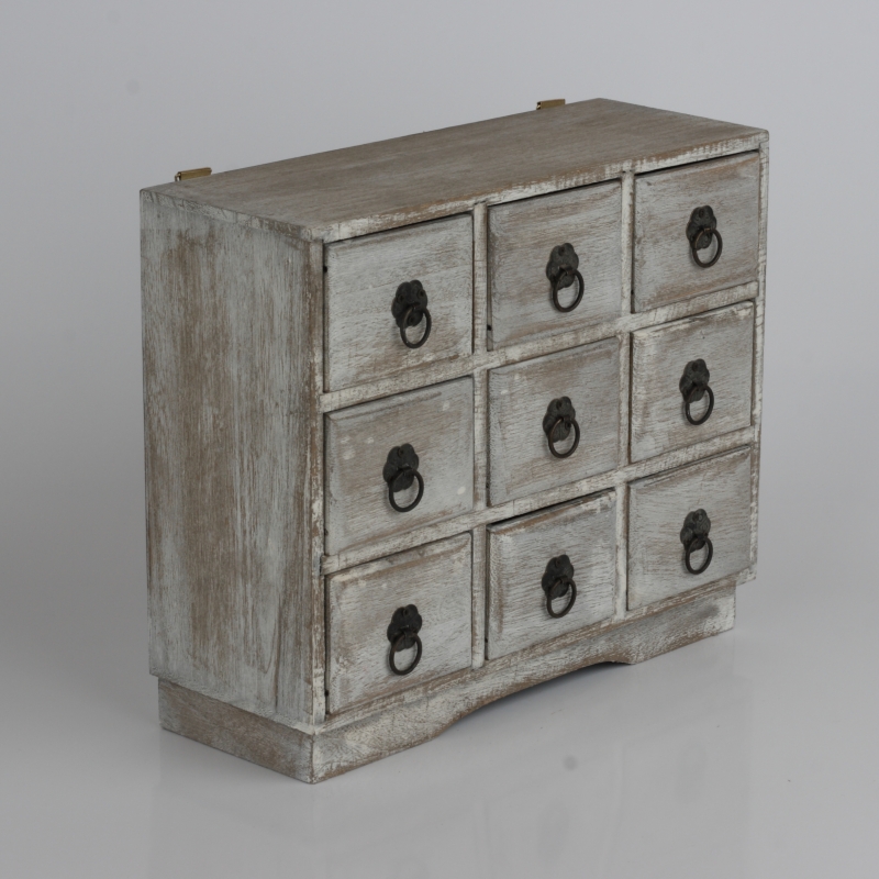 Drevená skrinka 9 šuplíčkov 27x23x10cm