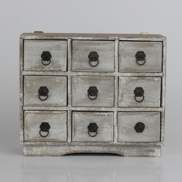 Drevená skrinka 9 šuplíčkov 27x23x10cm