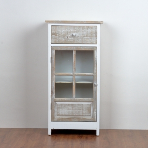 Drevená skrinka presklená s dvoma šuplíky 45x90x32cm