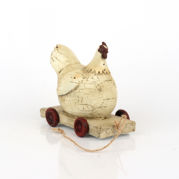 Drevená sliepky na kolieskach 14x6x11cm