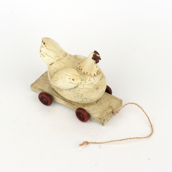 Drevená sliepky na kolieskach 14x6x11cm