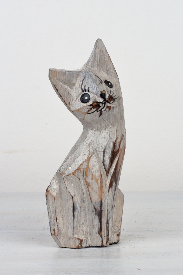 Dřevěná soška kočka 15/13 /10cm (set 3ks)