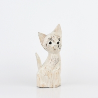Drevená soška mačka biela 25cm