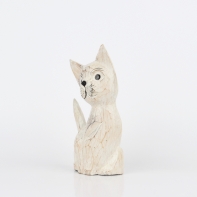 Drevená soška mačka biela 25cm