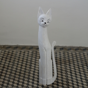 Drevená soška mačka biela 80cm