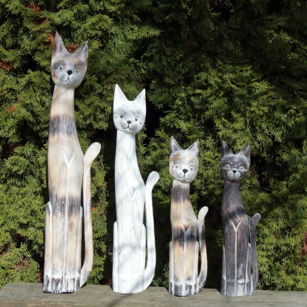 Drevená soška mačka hnedá 80cm