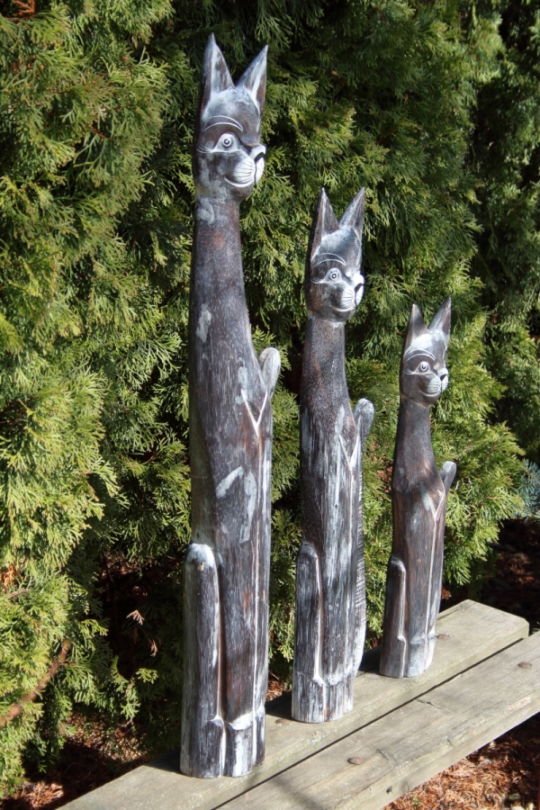 Drevená soška mačka hnedá 80cm