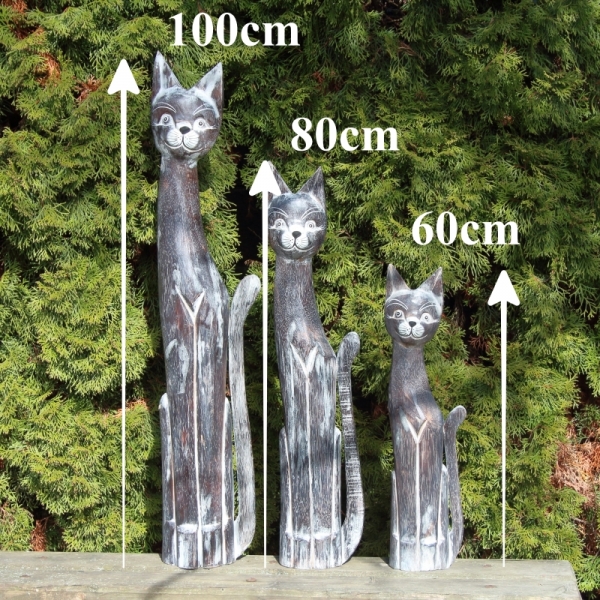 Drevená soška mačka hnedá 80cm