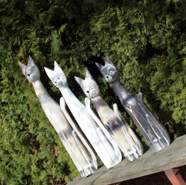 Drevená soška mačka hnedá 80cm