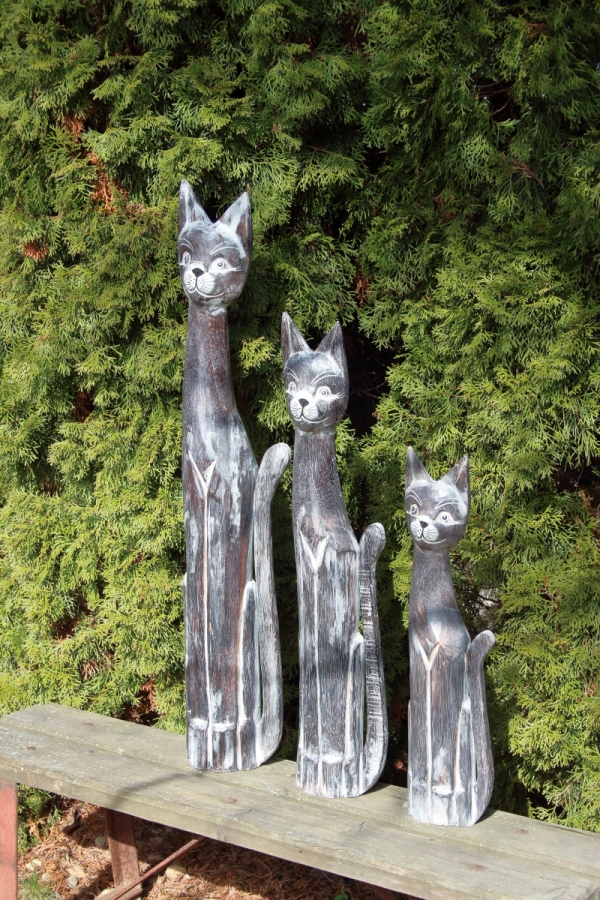 Drevená soška mačka hnedá 80cm