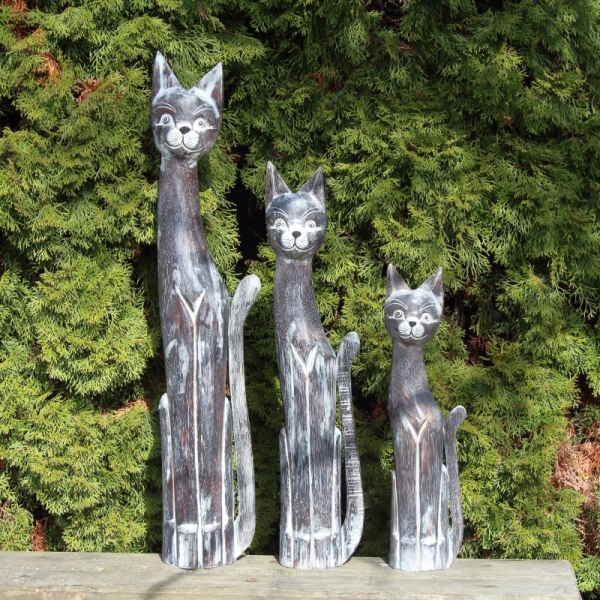 Drevená soška mačka hnedá 80cm