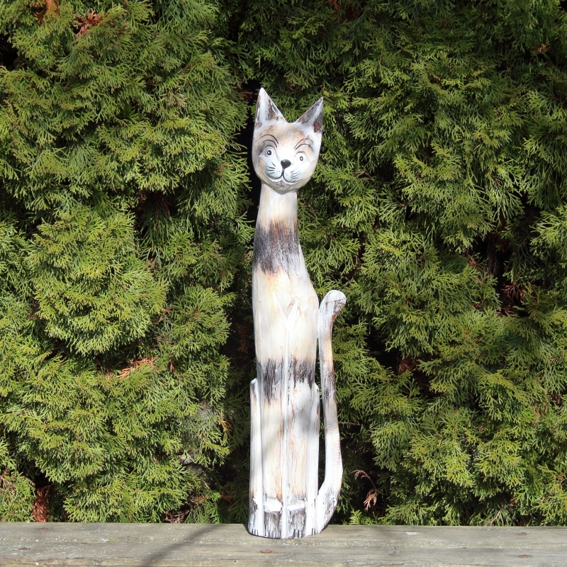 Drevená soška mačka mourovaná 100cm