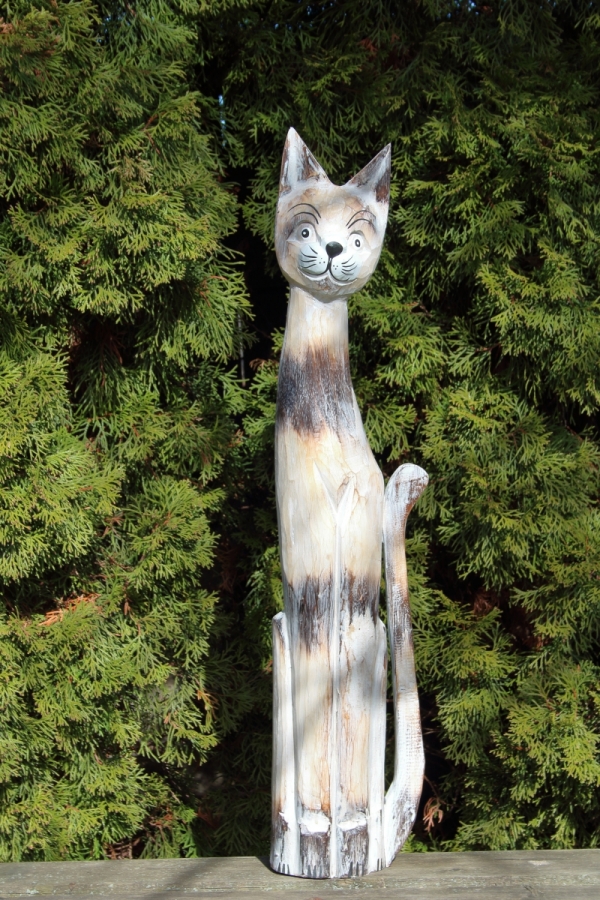 Drevená soška mačka mourovaná 100cm