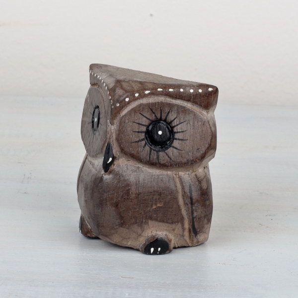 Dřevěná soška sova hnědá 8/7 / 6cm (set 3ks)