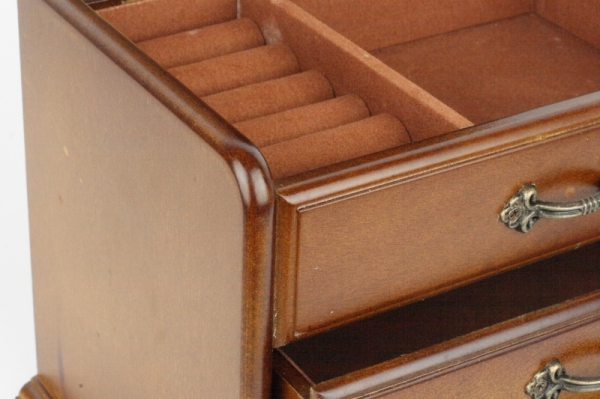 Drevená šperkovnica s šuplíky 20x14x15cm