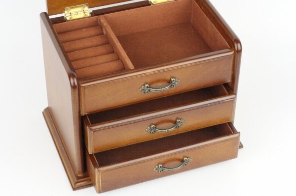 Drevená šperkovnica s šuplíky 20x14x15cm