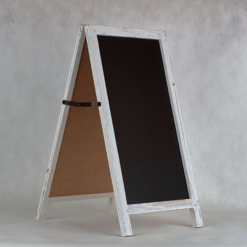 Drevená tabuľa na písanie kriedou biela 27x3x52cm