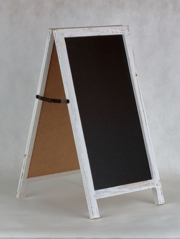 Drevená tabuľa na písanie kriedou biela 27x3x52cm