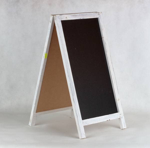 Drevená tabuľa na písanie kriedou biela 27x3x52cm