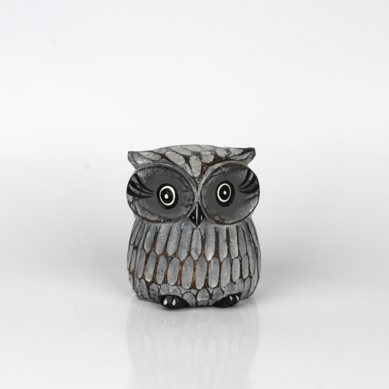 Drevená vyrezávaná soška sovy 13cm