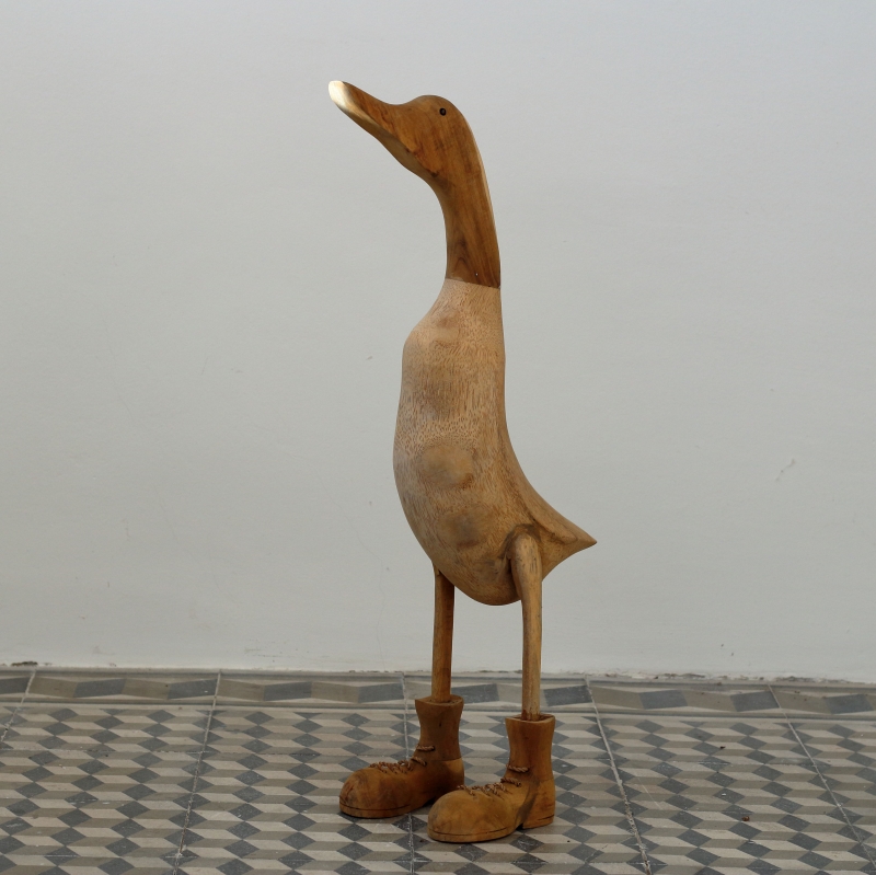 Drevená záhradná dekorácie kačica hladká 65cm