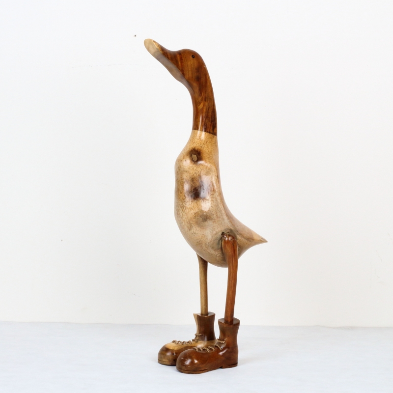 Drevená záhradná dekorácie kačica hladká lakovaná 65cm