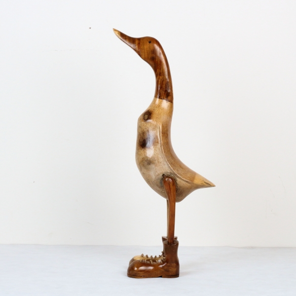 Drevená záhradná dekorácie kačica hladká lakovaná 65cm