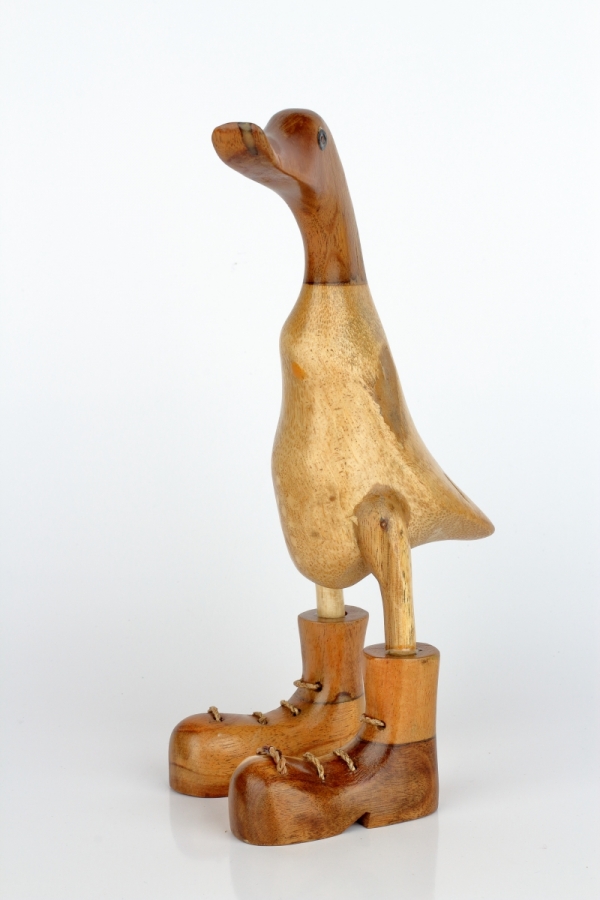 Drevená záhradná dekorácia kačica malá lakovaná (typ C) 25cm