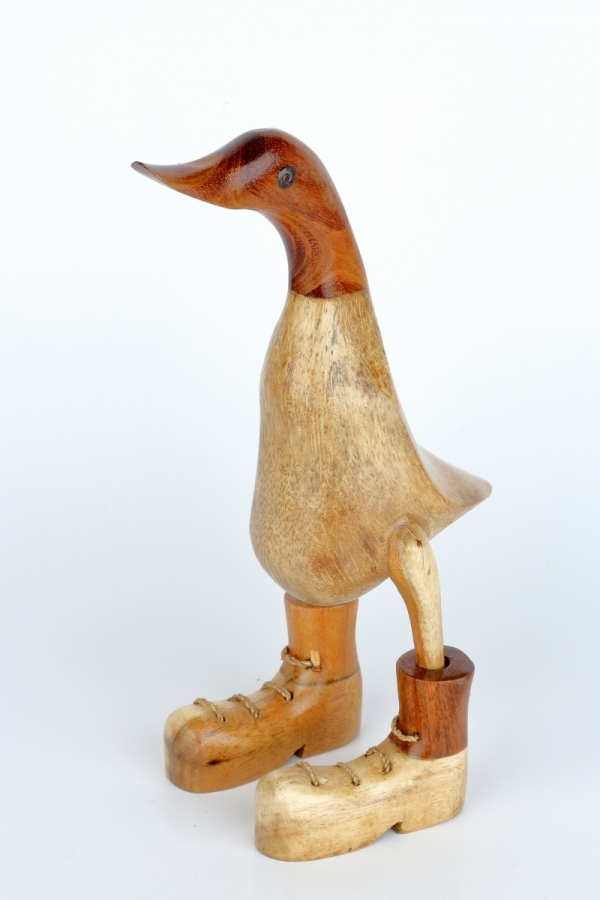 Drevená záhradná dekorácia kačica malá lakovaná (typ D) 25cm