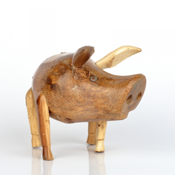 Drevená záhradná dekorácia prasa holé lakované 16x12cm