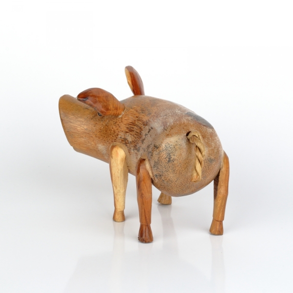 Drevená záhradná dekorácia prasa holé lakované 18x12cm