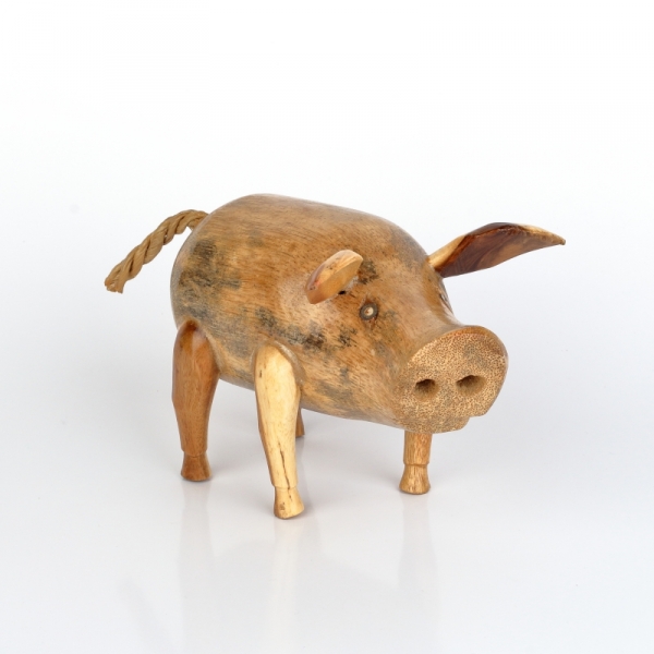 Drevená záhradná dekorácia prasa holé lakované (typ A) 18x15cm
