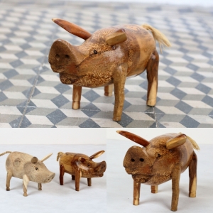 Drevená záhradná dekorácie prasa lakované 25x15cm