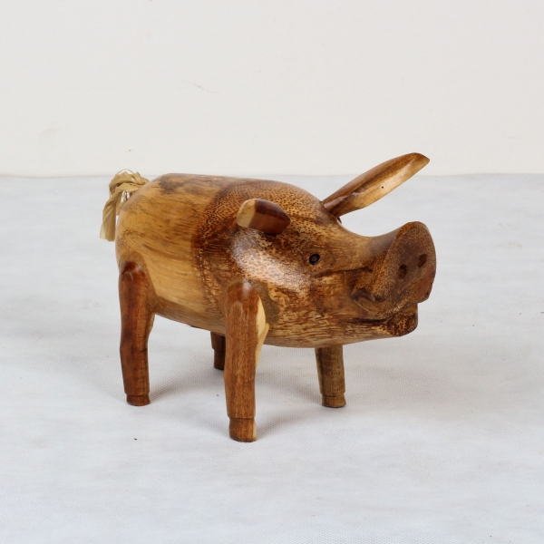 Drevená záhradná dekorácie prasa lakované 25x15cm