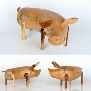 Drevená záhradná dekorácia prasa lakované 30cm