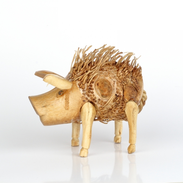 Drevená záhradná dekorácia prasa strapaté 17x15cm