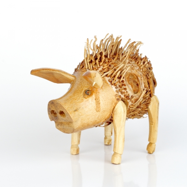 Drevená záhradná dekorácia prasa strapaté 17x15cm