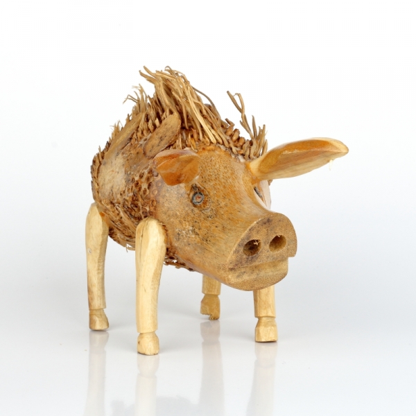 Drevená záhradná dekorácia prasa strapaté 17x15cm