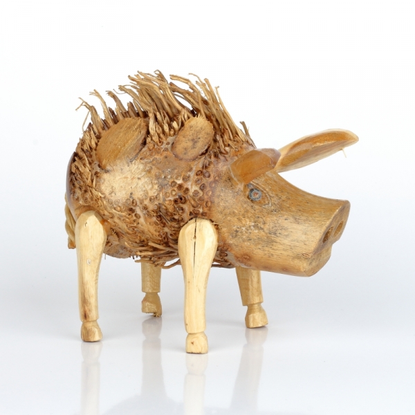 Drevená záhradná dekorácia prasa strapaté 17x15cm