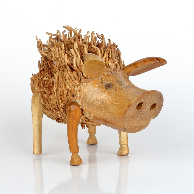 Drevená záhradná dekorácia prasa strapaté 20x16cm