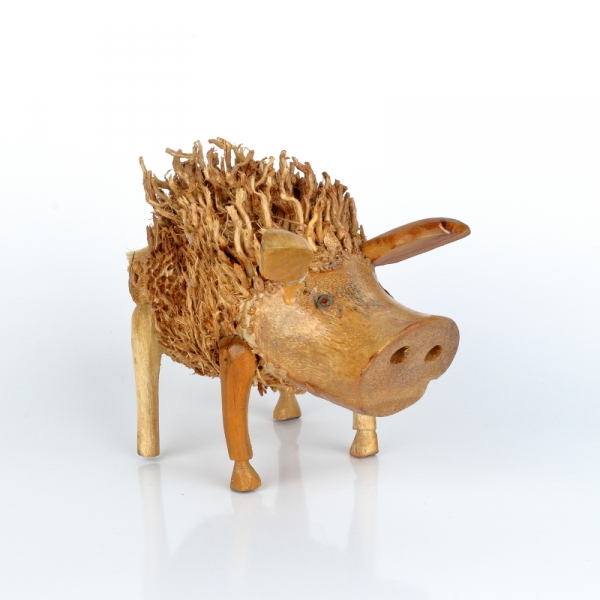 Drevená záhradná dekorácia prasa strapaté 20x16cm